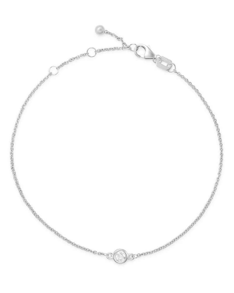 Diamond Bezel Set Bracelet in 14K White Gold, 0.10 tcw