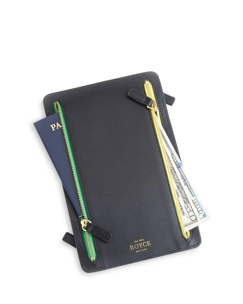 Leather RFID-Blocking Four Zip Organizer Travel Case