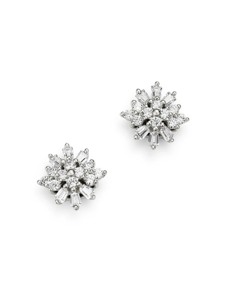 Diamond Mosaic Stud Earrings in 14K White Gold, 0.25 tcw