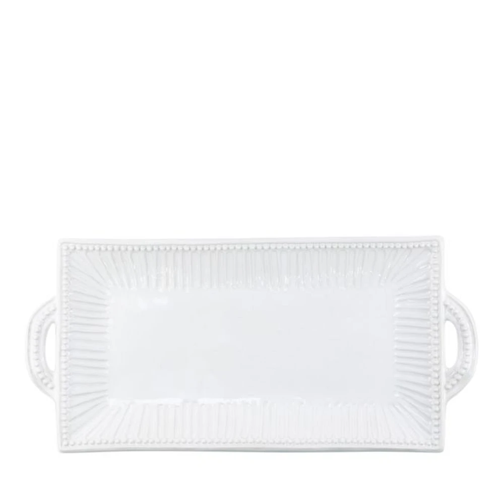 Incanto Stone White Stripe Rectangular Handled Platter