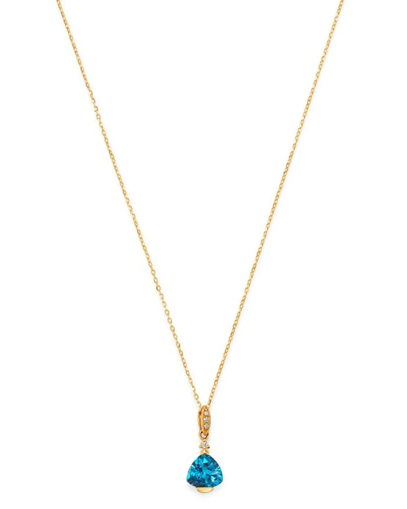 London Blue Topaz & Diamond-Accent Necklace in 14K Yellow Gold, 18"