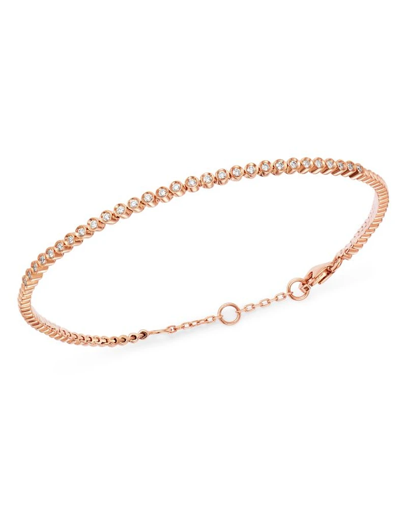 Bezel-Set Diamond Stacking Bracelet in 14K Rose Gold, 0.25 tcw