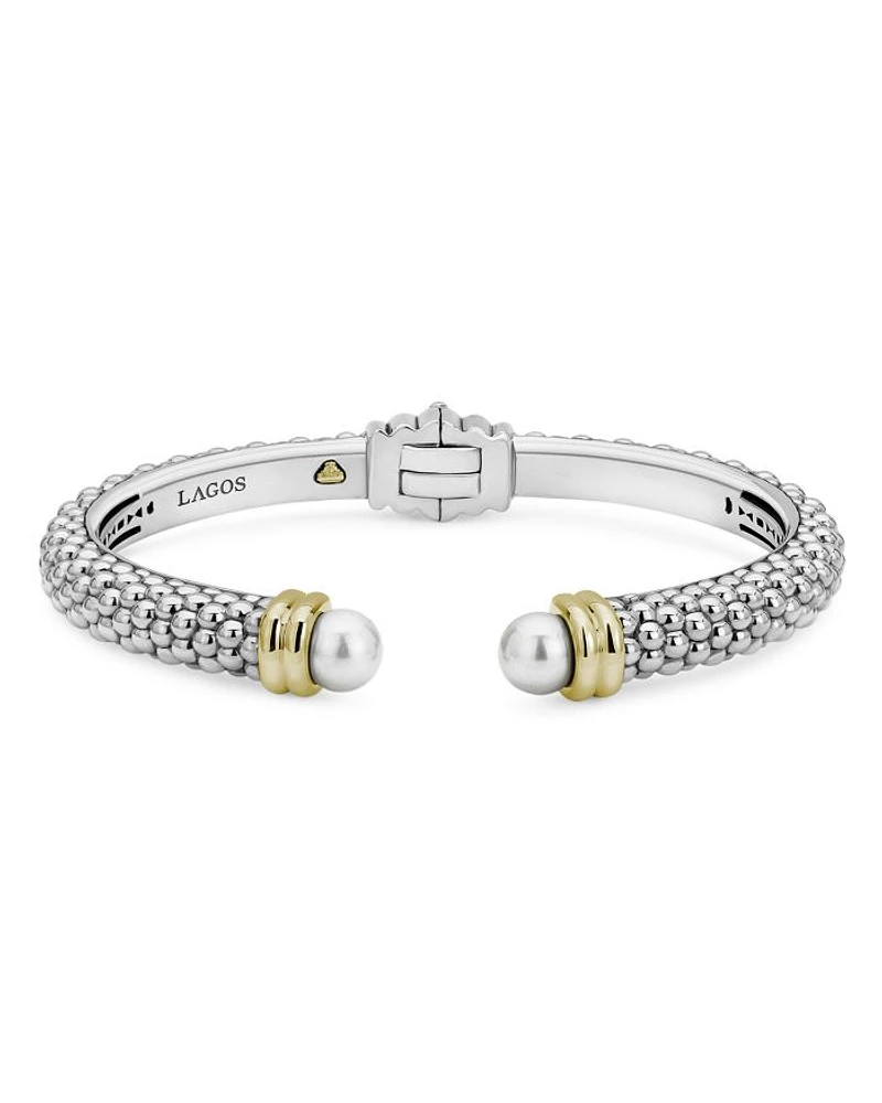 Sterling Silver and 18K Yellow Gold Luna Cultured Freshwater Pearl Cuff
