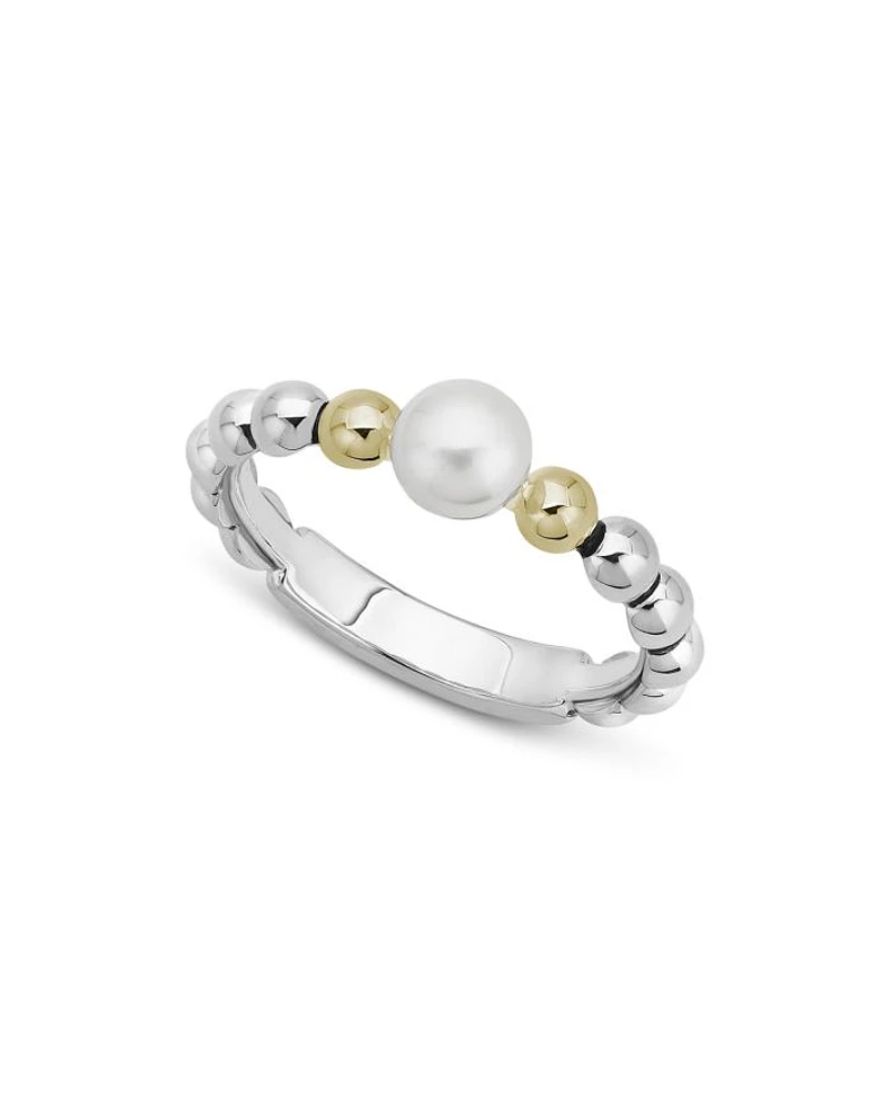Sterling Silver & 18K Yellow Gold Luna Cultured Freshwater Pearl Ring