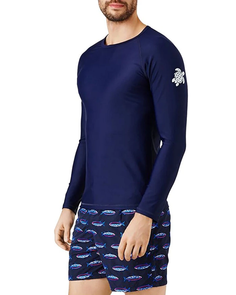 Long-Sleeve Turtle-Accented Rash Guard Tee