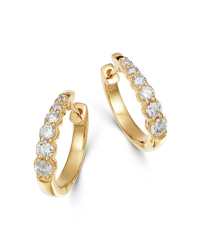 Diamond Graduated Hoop Earrings in 14K Yellow Gold, 0.50 tcw
