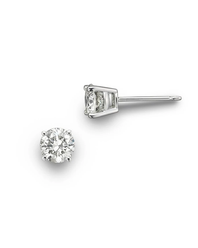 Colorless Certified Round Diamond Stud Earring 18K White Gold, 0.30-2.0 tcw