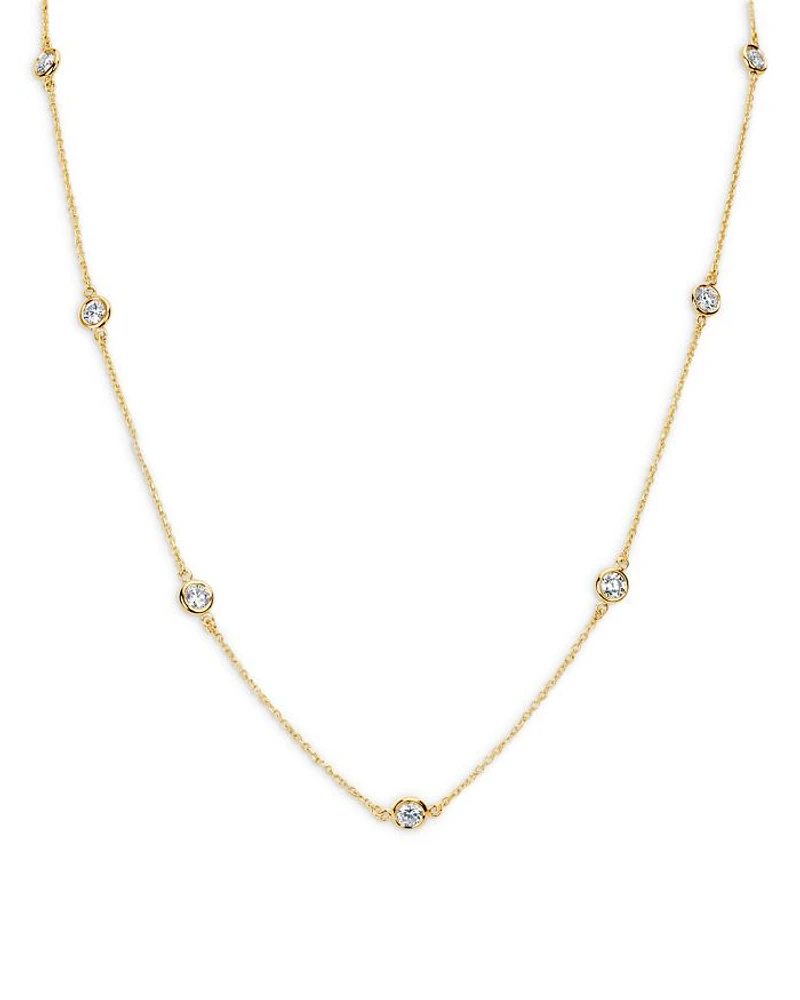 Diamond Bezel Station Necklace in 14K Yellow Gold, 1.50 tcw