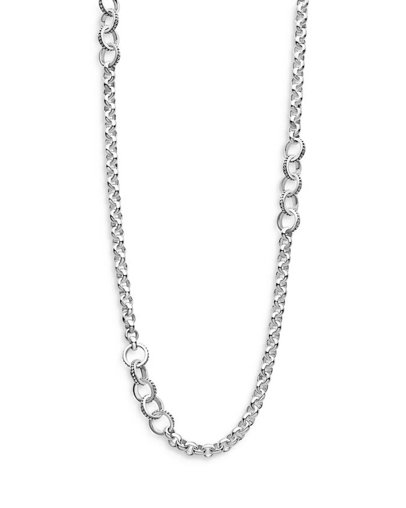 Sterling Silver Signature Caviar Station Necklace, 34"