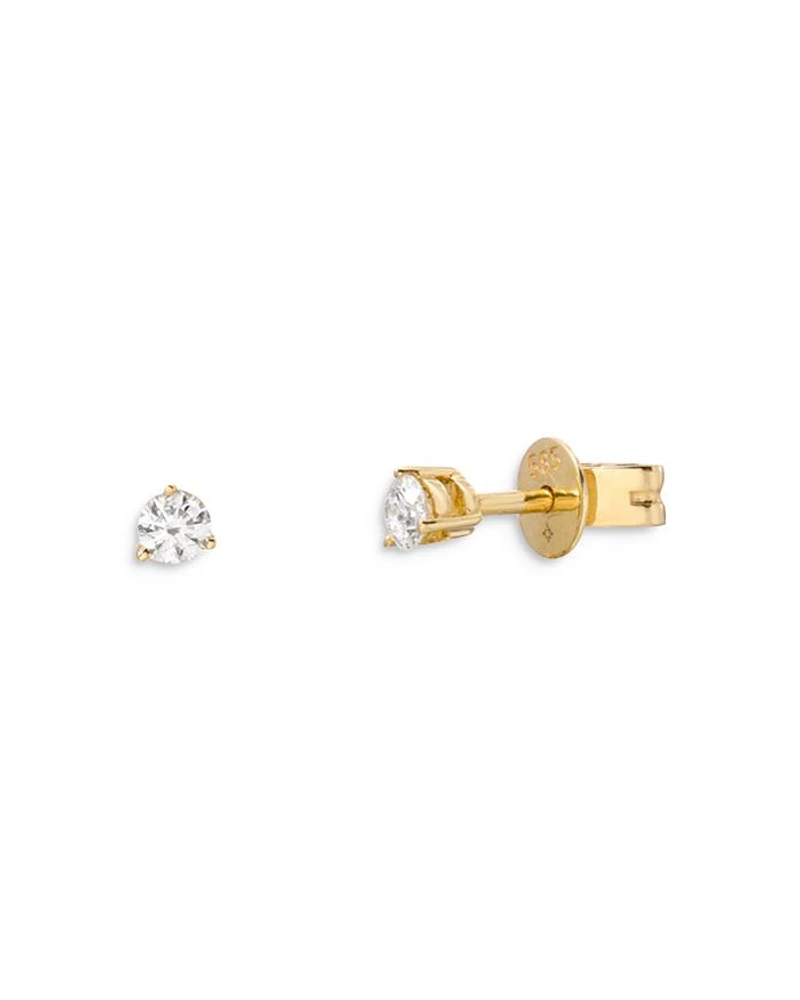 14K Yellow Gold Diamond Stud Earrings
