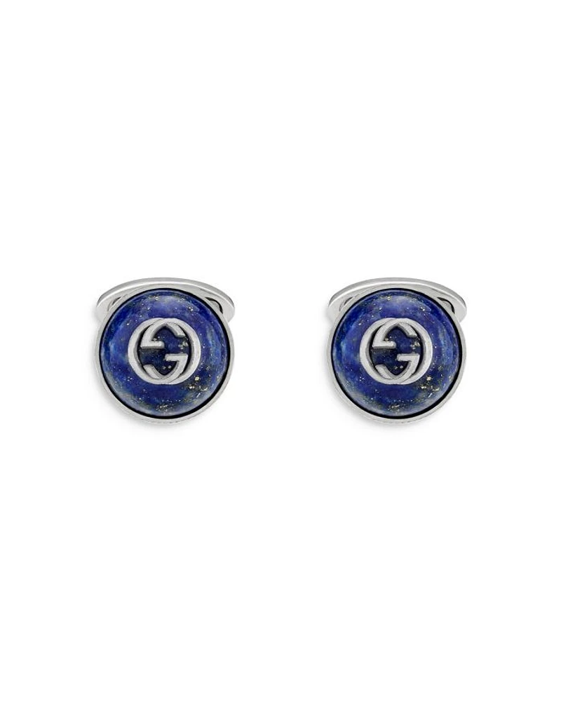 Sterling Silver & Lapis Interlocking G Cufflinks
