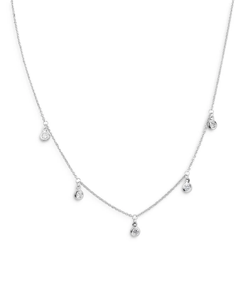 Diamond Droplet Station Necklace in 14K Gold