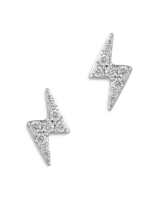 Diamond Lightning Bolt Stud Earrings in 14K White Gold, 0.20 tcw