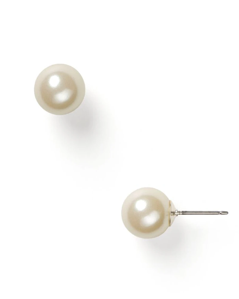 Imitation-Pearl Stud Earrings, 8mm
