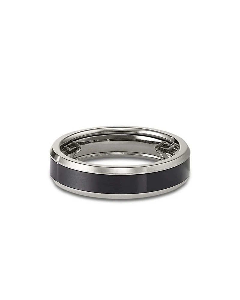 Men's Black & Gray Titanium 6mm Beveled Band