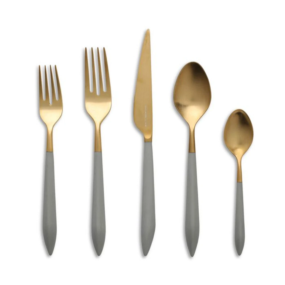 Ares Oro & Light Gray 5-Piece Place Setting