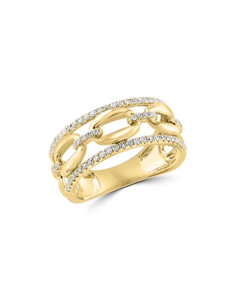 Diamond Link Open Band in 14K Yellow Gold, 0.30 tcw
