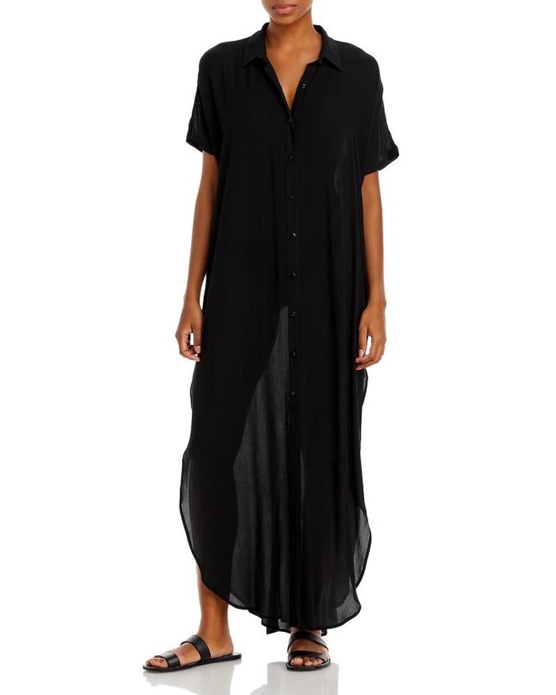Button Front Maxi Swim Cover-Up - Exclusive