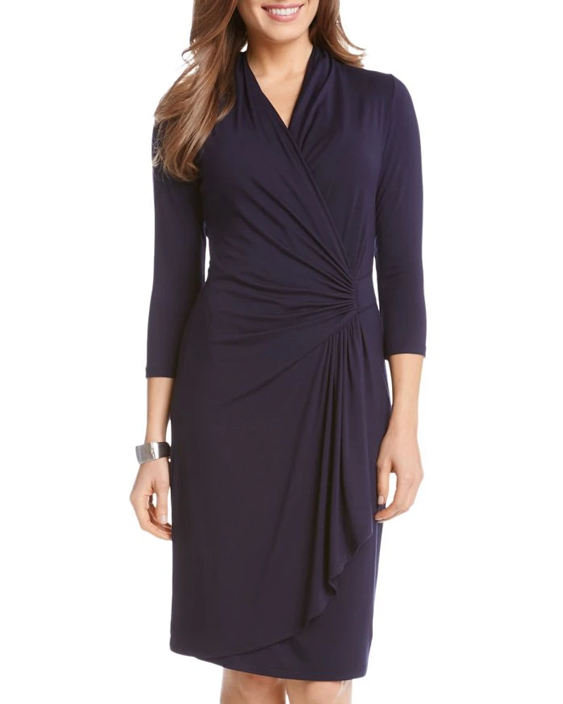 Cascade Faux Wrap Dress