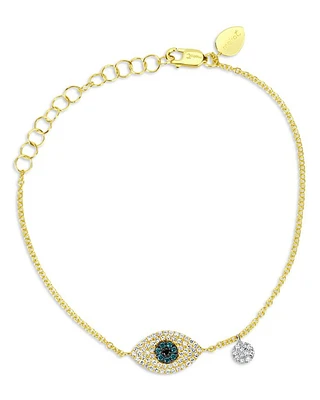 14K Yellow Gold Diamond Evil Eye Bracelet