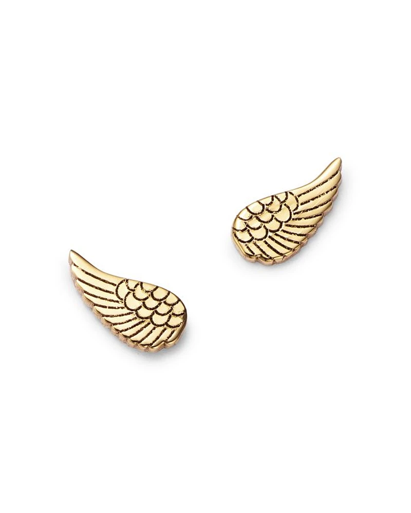 14K Yellow Gold Itty Bitty Symbols Angel Wing Stud Earrings