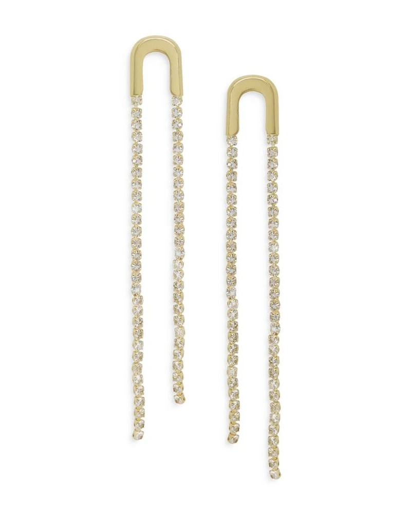 Embellished Asymmetric Arch Drop Earrings in 18K Gold Plate