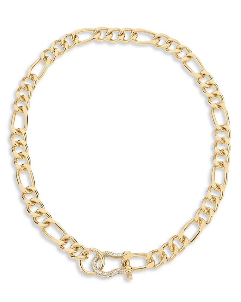 Cuffed Love Pavé Collar Necklace in 18K Gold Plated, 16"