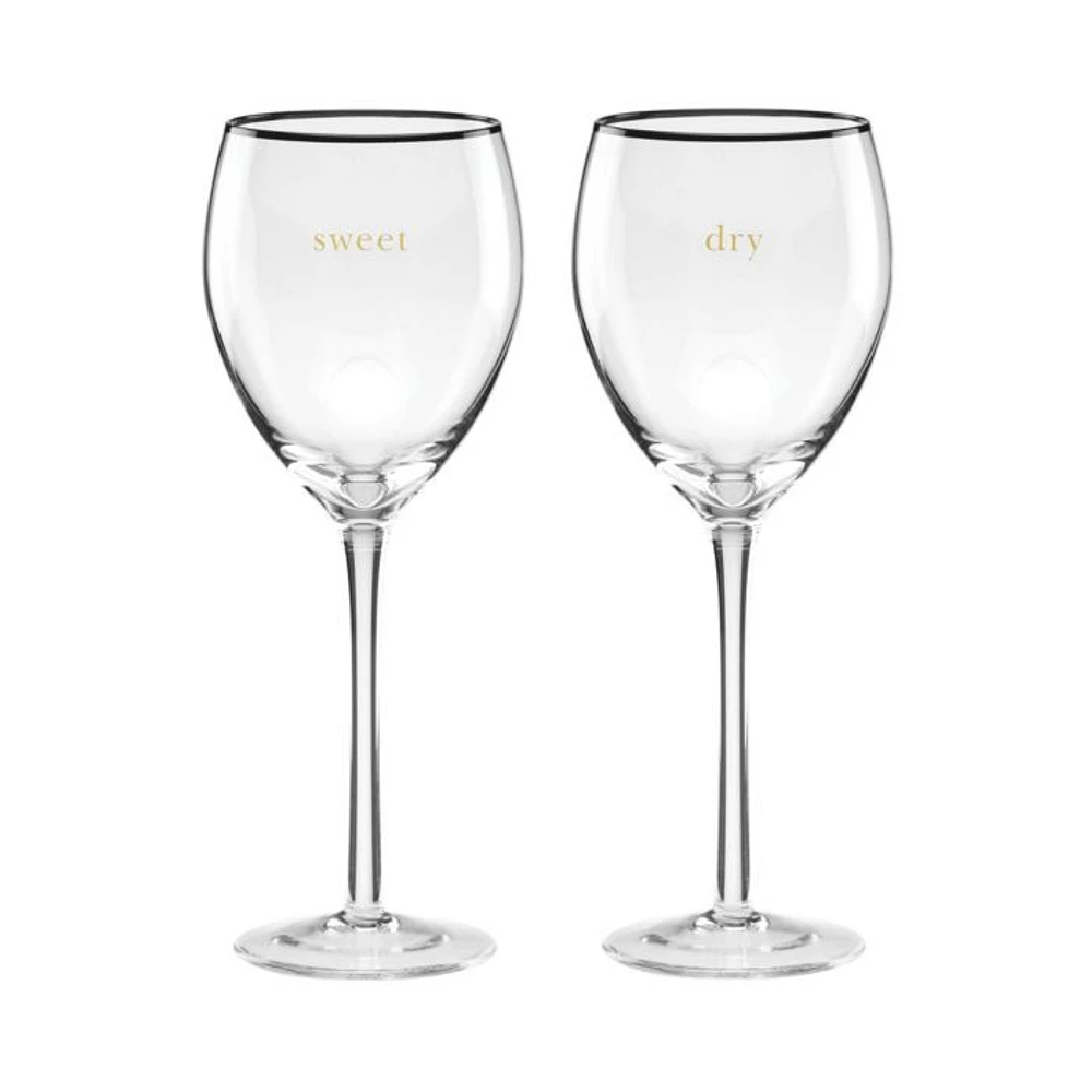 Cheers To Us Sweet and Dry Wine Glasses, Set of 2