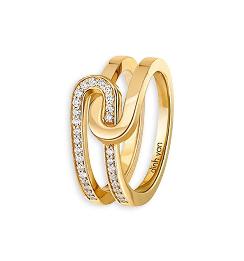 18K Yellow Gold Maillon Diamond Interlocking Ring