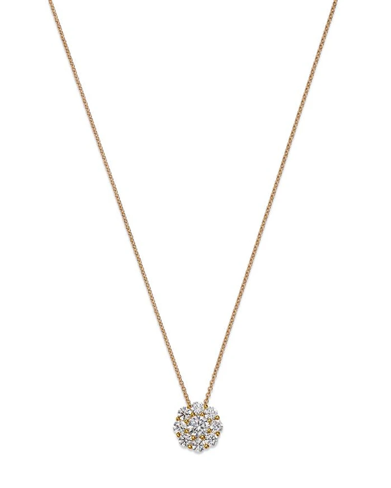 Diamond Flower Cluster Pendant Necklace in 14K Yellow Gold, 0.50 tcw