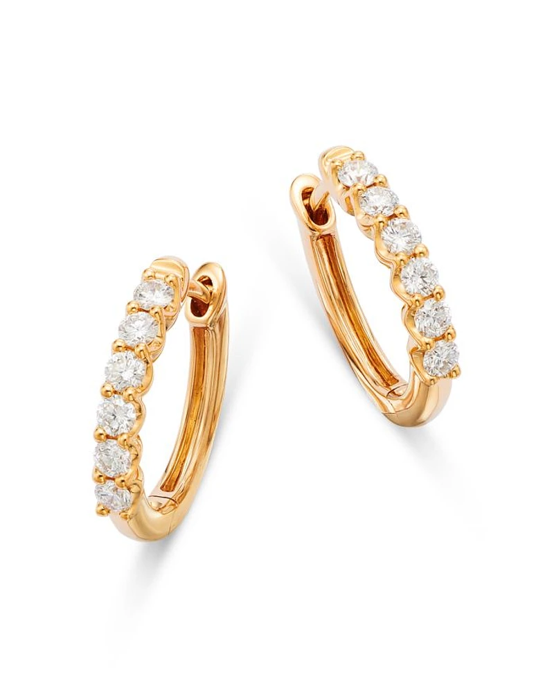 Diamond Small Hoop Earrings 14K Gold, 0.34 tcw