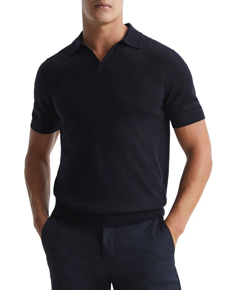 Duchie Short Sleeve Open Collar Merino Polo Shirt