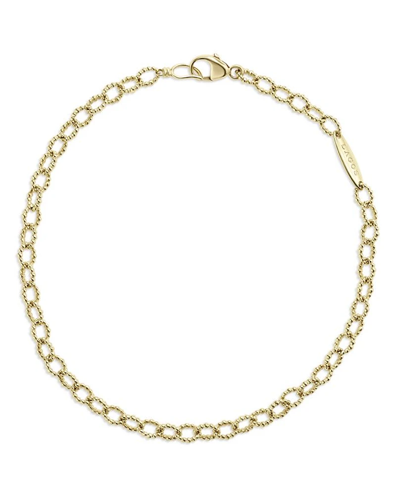 18K Yellow Gold Signature Caviar Beaded Oval Link Bracelet