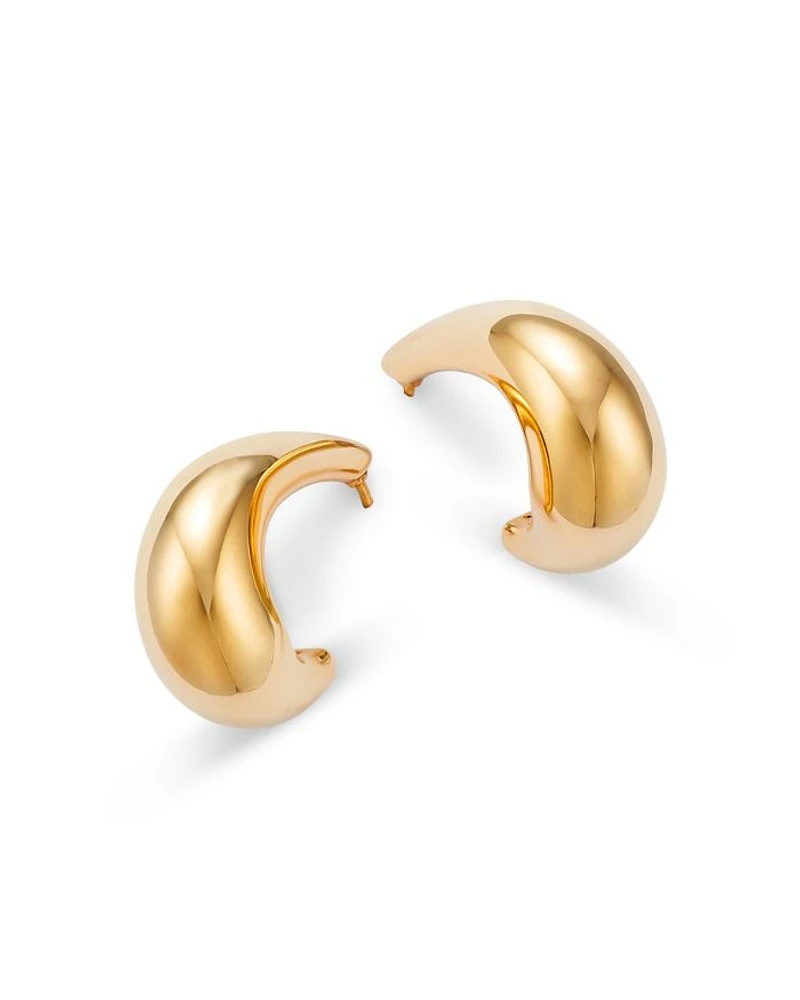 Polished Dome J Hoop Earrings in 14K Yellow Gold