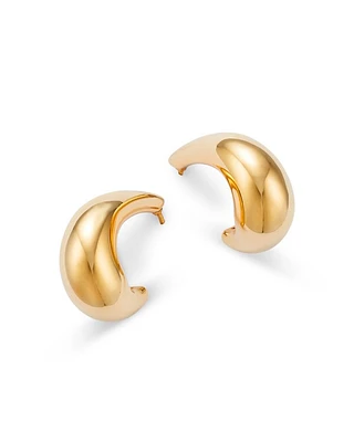 Polished Dome J Hoop Earrings in 14K Yellow Gold