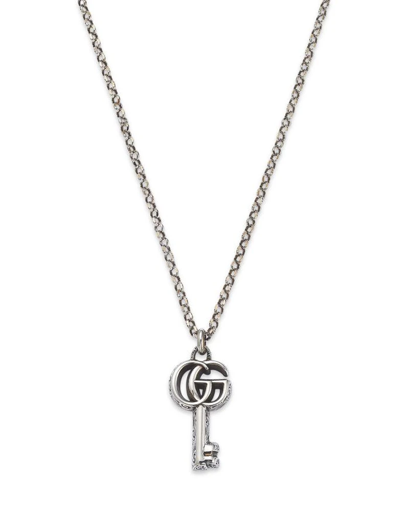 Sterling Silver Marmont Interlocking G Key Pendant Necklace, 19.5"