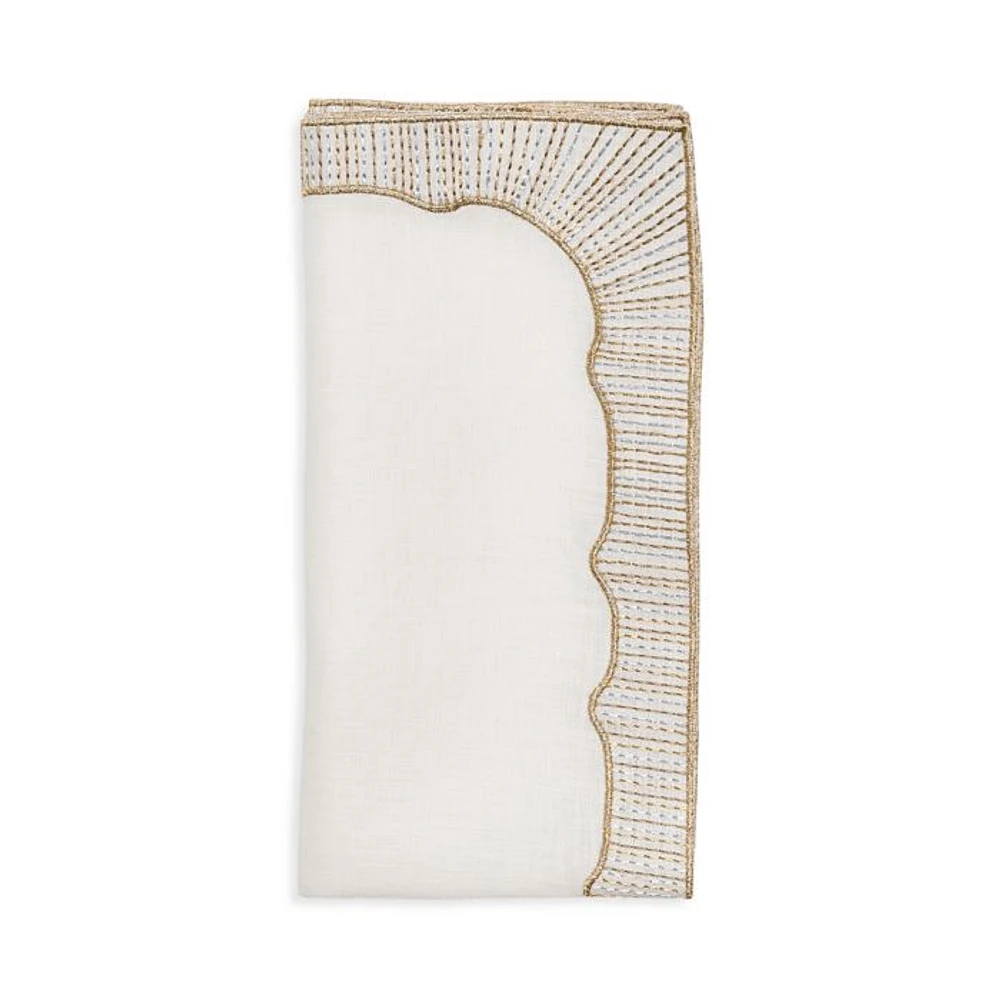 Frame Napkin in White, Gold & Silver