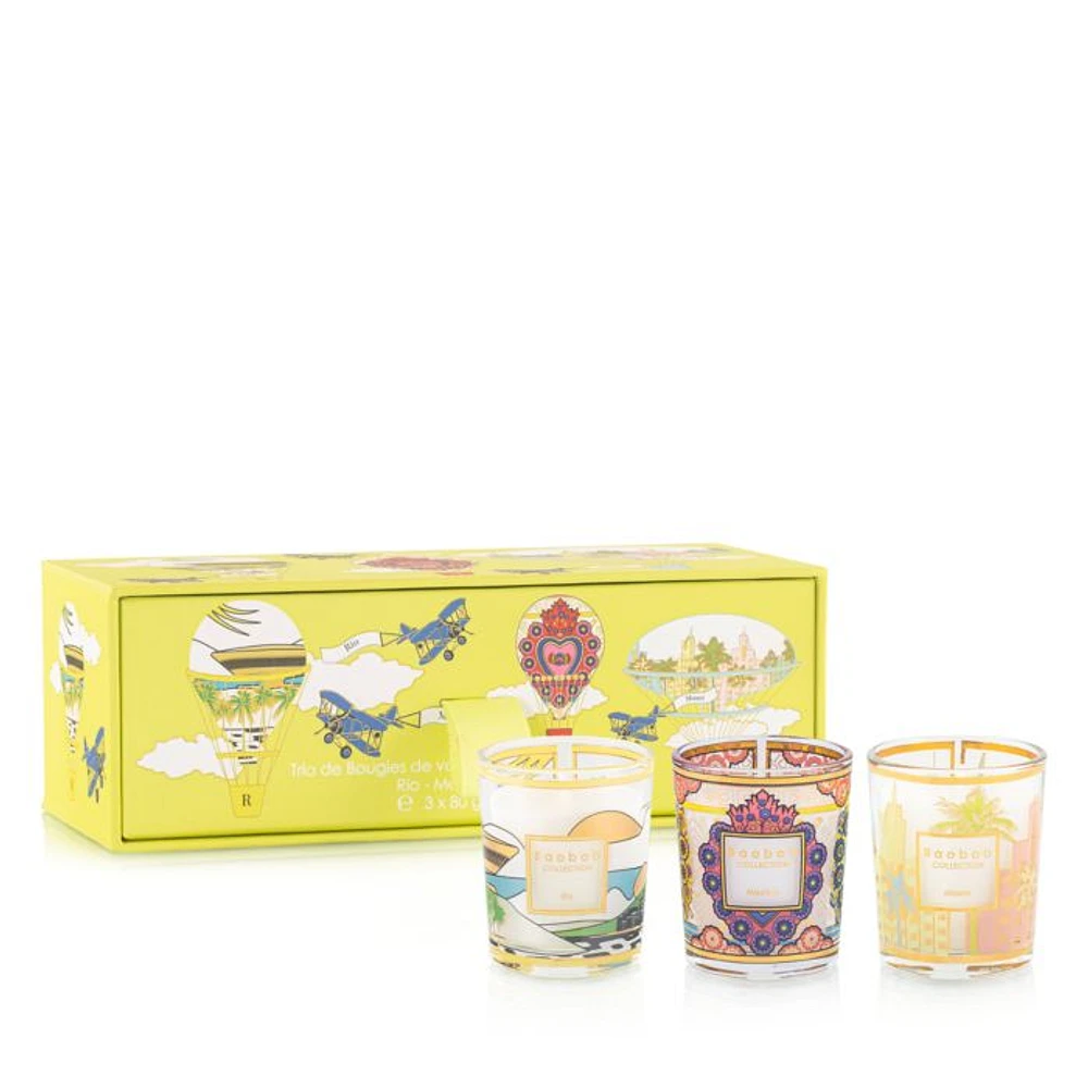 Trio of Travel Candles: Rio-Mexico-Miami