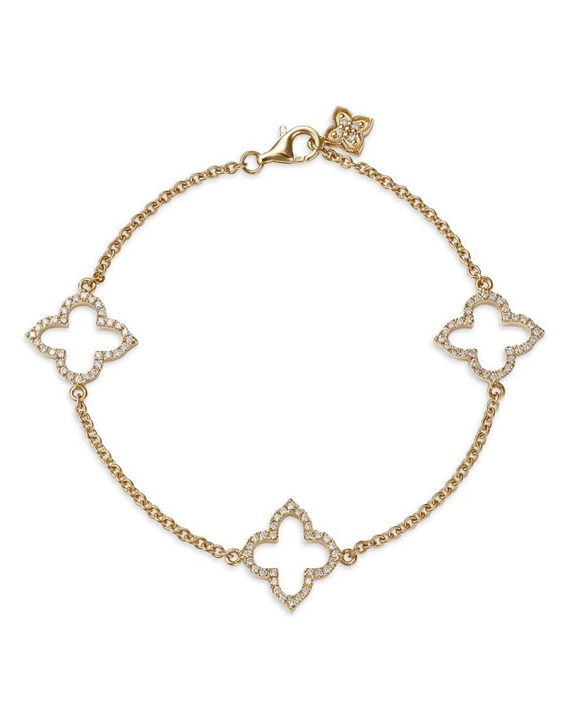Diamond Clover Station Collection Bracelet 14K Gold, 0.38 tcw