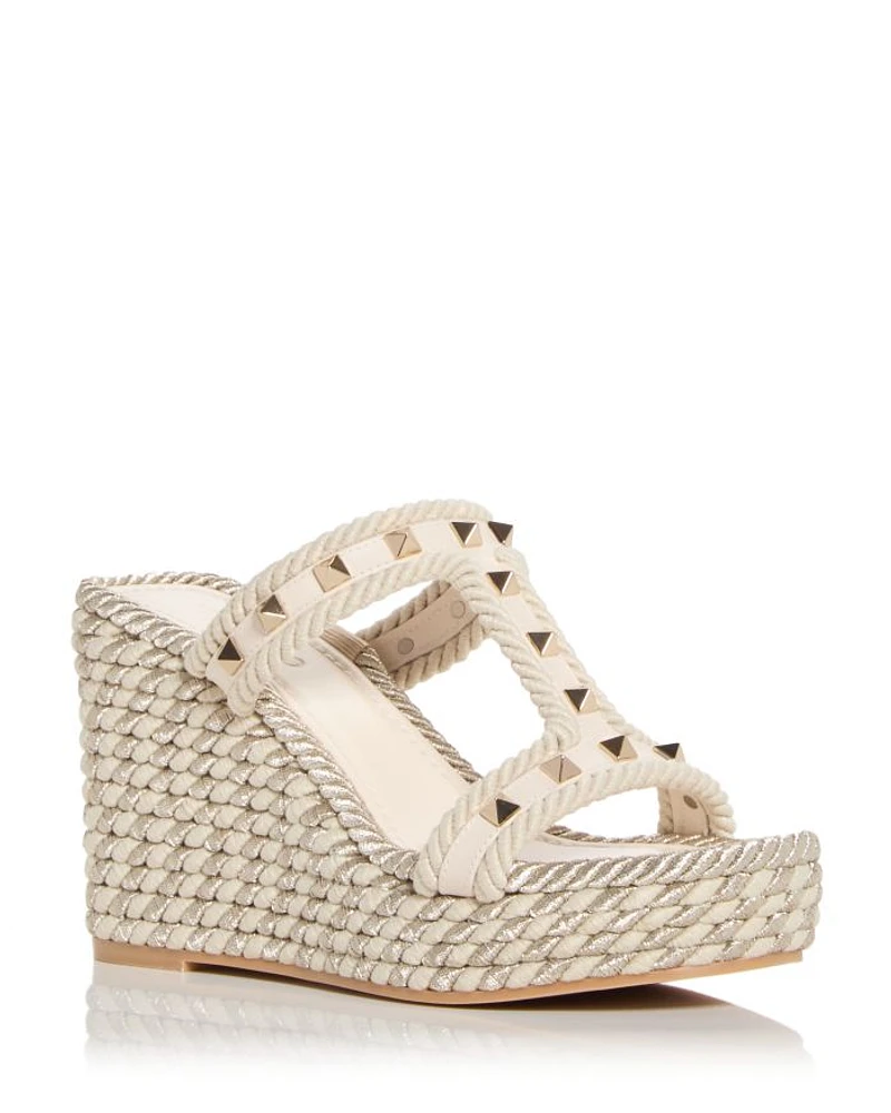 Women's Rockstud Espadrille Platform Wedge Sandals