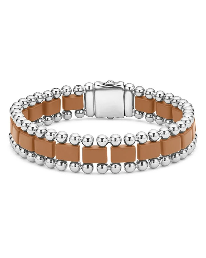 Men's Stainless Steel Anthem Tan & Caviar Beaded Bracelets