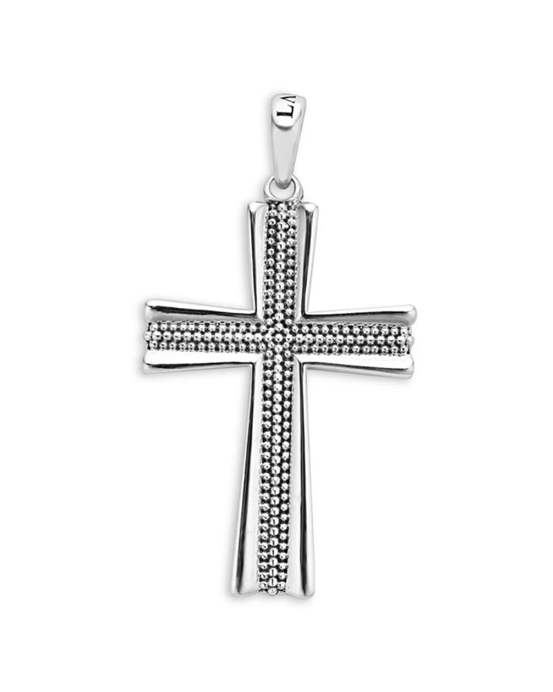 Men's Sterling Silver Anthem Bead Cross Pendant - Exclusive