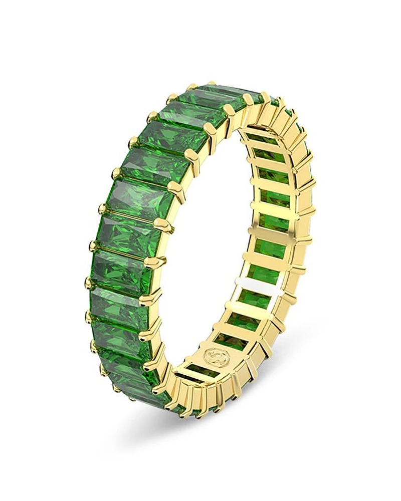 Matrix Green Baguette Crystal Stack Ring Gold Tone