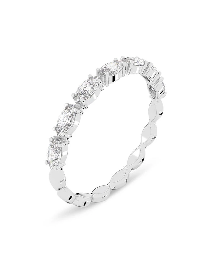Matrix Marquise Cut Stack Ring Rhodium Plated