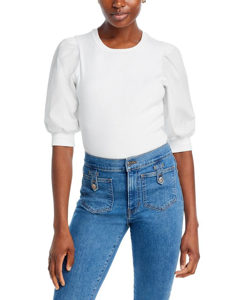 Puff Sleeve Crewneck Cotton Tee