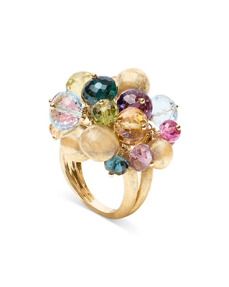 18K Yellow Gold Arica Multi Gemstone Bead Statement Ring