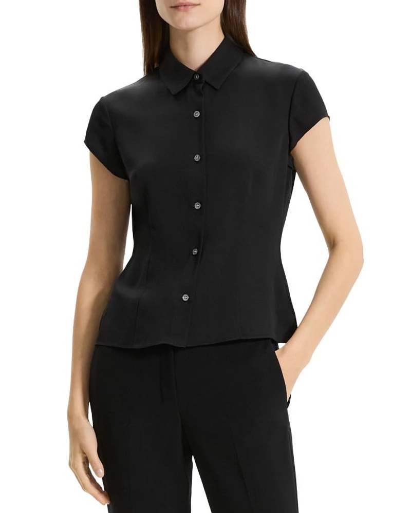 Silk Cap Sleeve Shirt