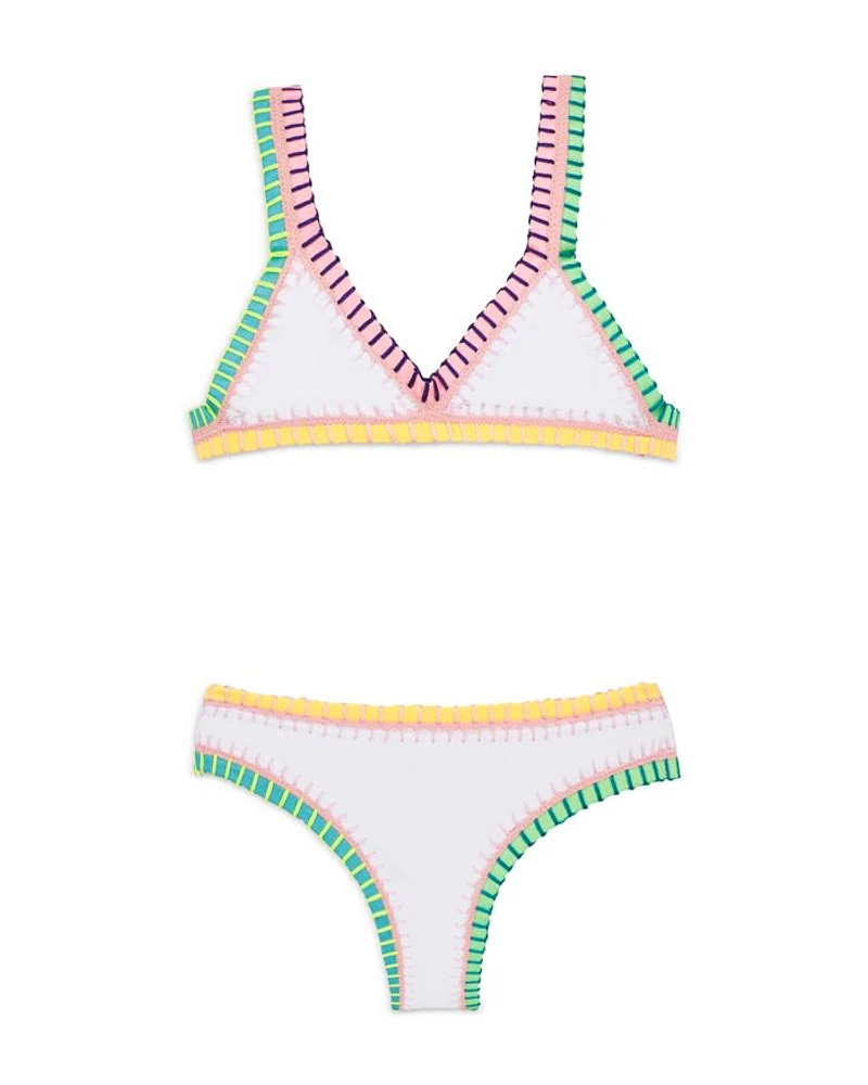 Girls' Rainbow Embroidered Two Piece Swimsuit - Little Kid, Big Kid