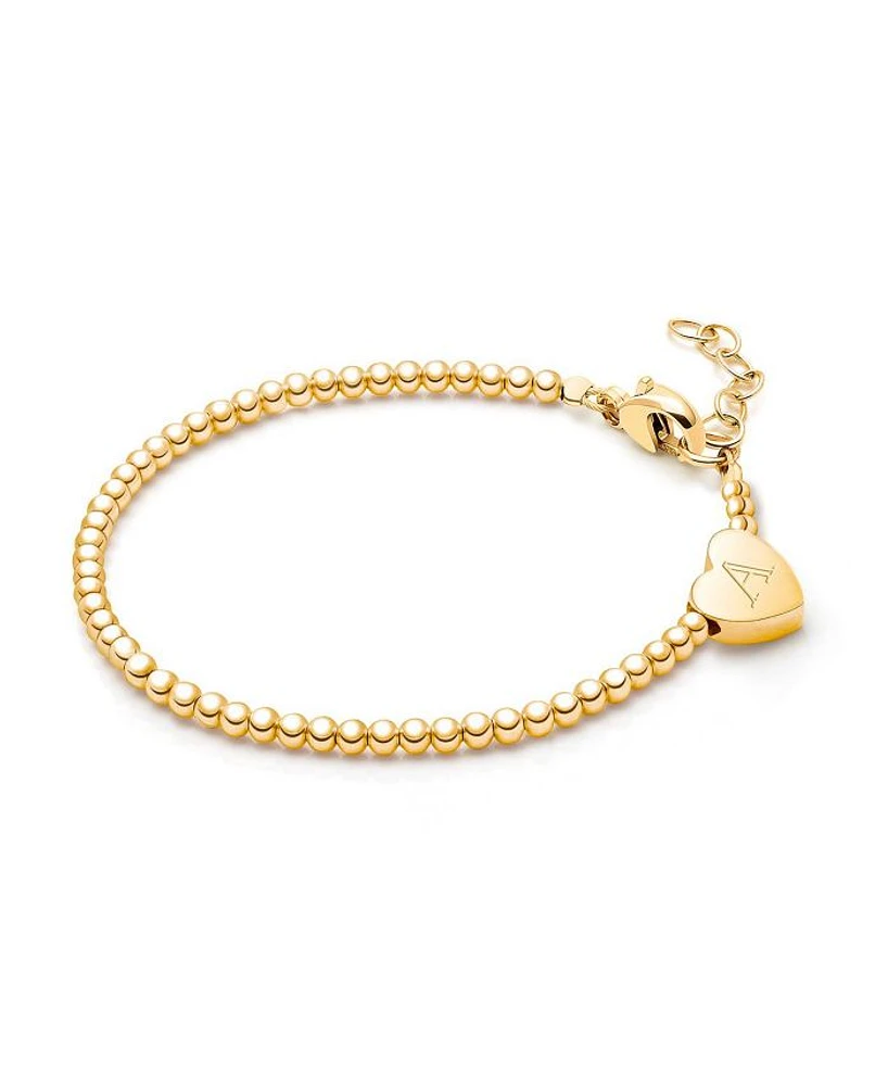 Children's 14K Gold Dainty Heart & Engraved Initial Girls' 5.25" Bracelet