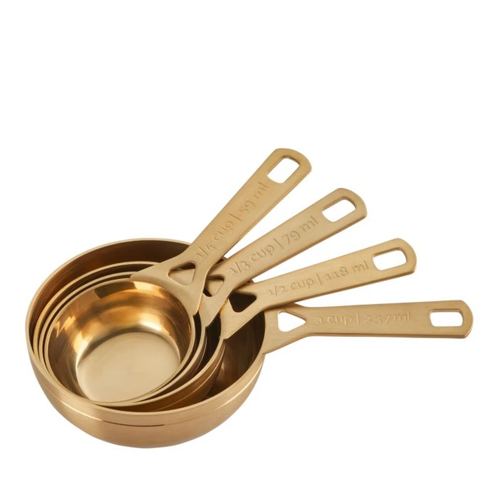 Stainless Steel Gold Tone Measuring Cups, Set of 4